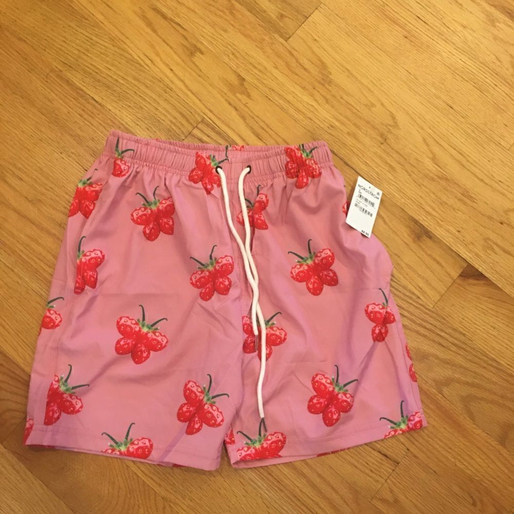 Petals and Peacocks small pink butterfly swim short trunks